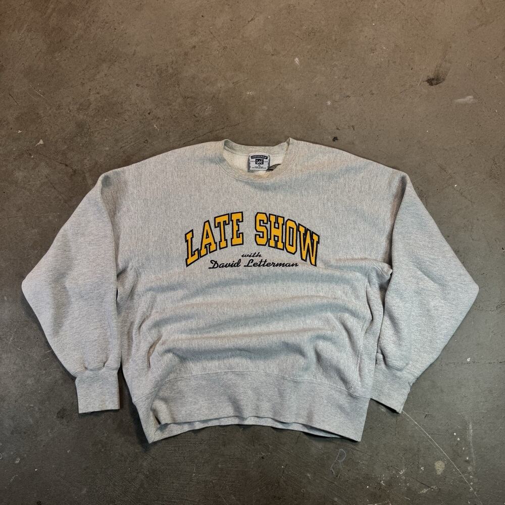 The Late Show With David Letterman Sweatshirt Size XL Lee Cross Grain VTG 1990s
